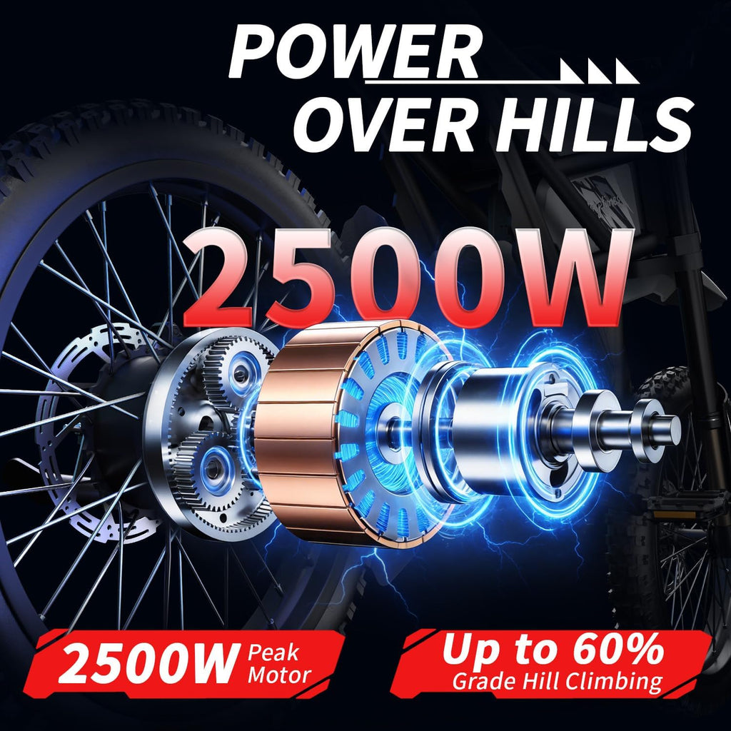 Electric Dirt Bike for Adults Teens 3500W Variable Speed Motor - 50/37 MPH High-Speed, 25" Fat Tires & Dual