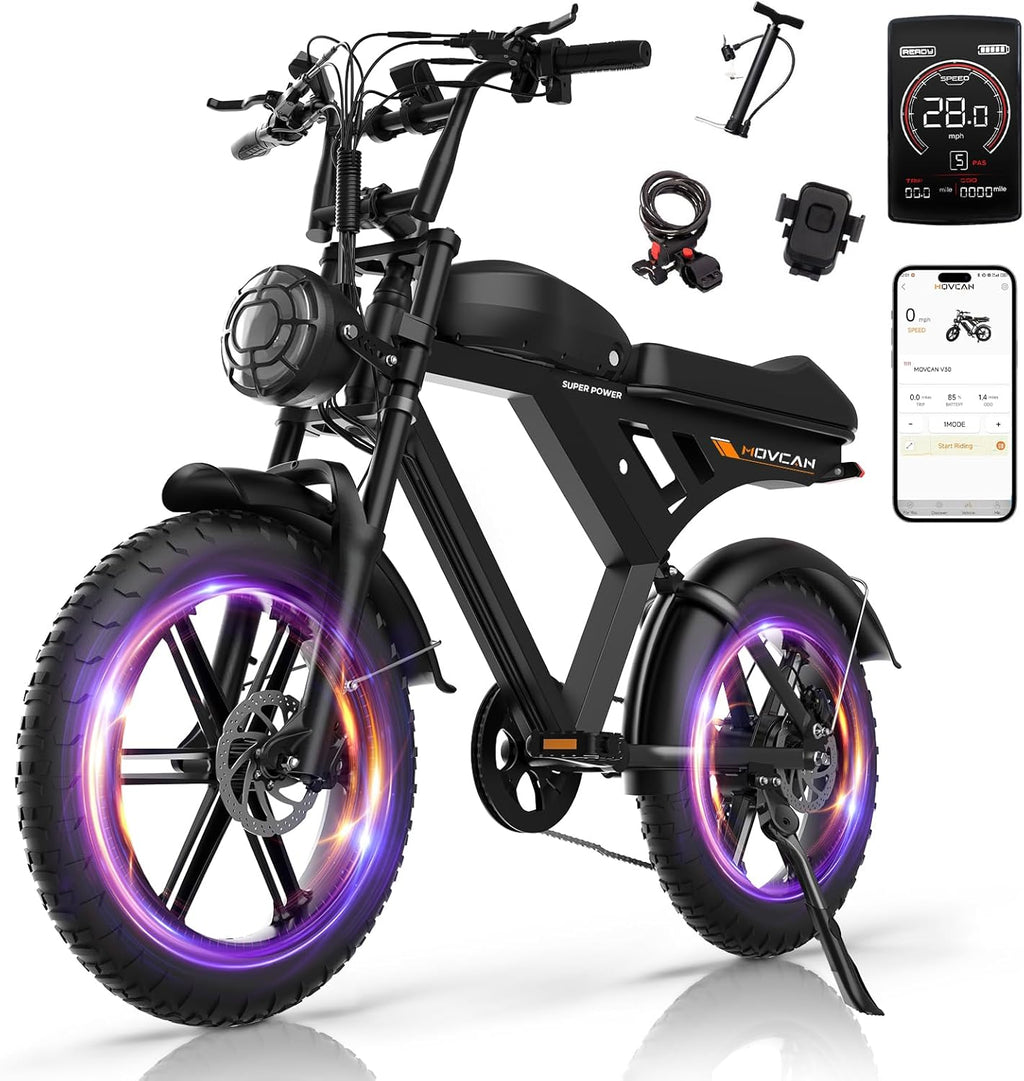 All-Terrain Retro Electric Bike for Adults – 20" Fat Tire Off-Road Mountain Moped (High-Power Hub Motor, Up to 120-Mile Extended Range, 7-Speed)
