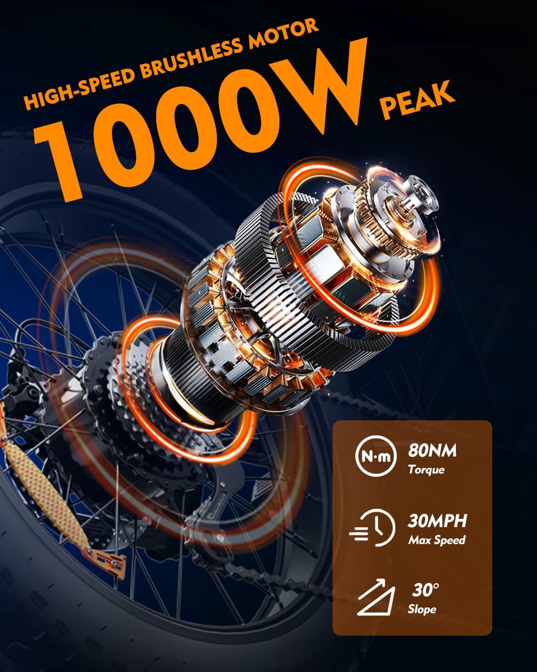 Electric Bike Adults, 1000-2500W Peak Motor, 48V/52V