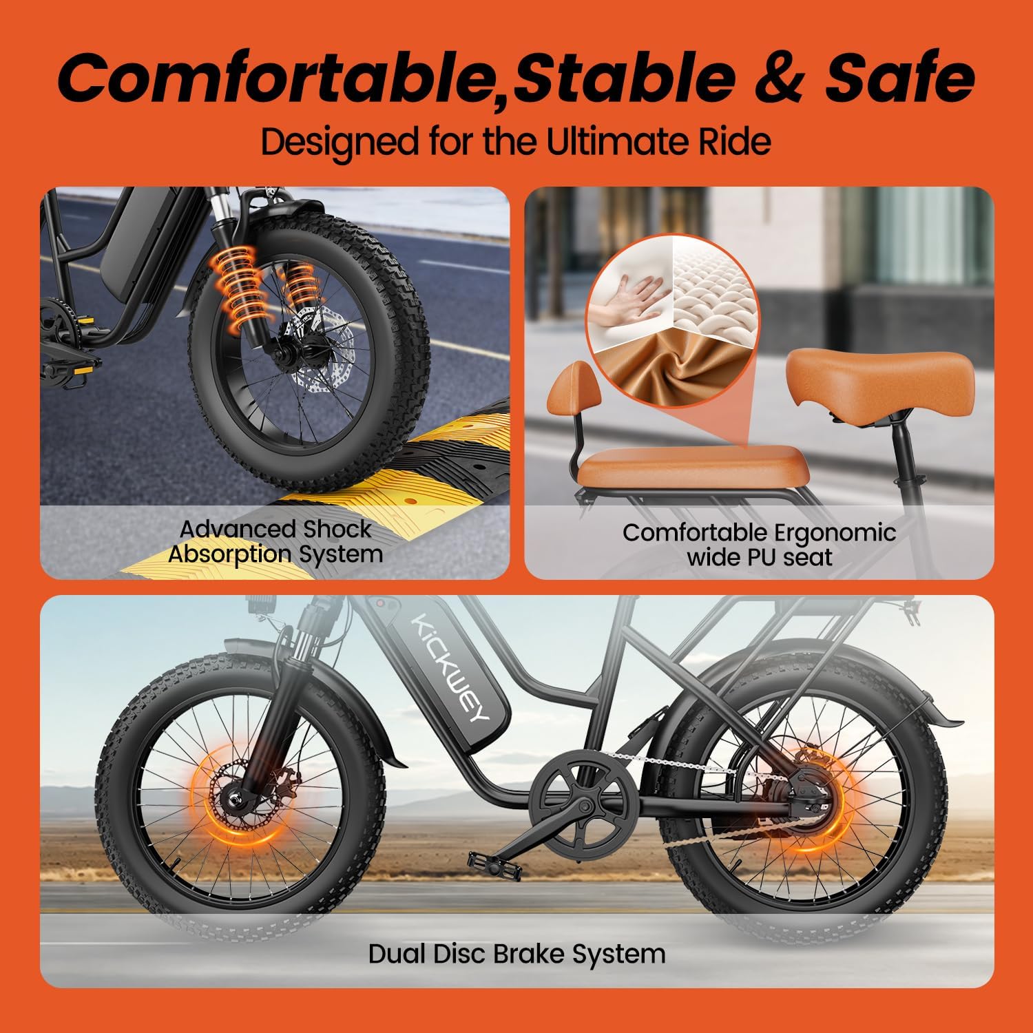 20" All-Terrain Dual Suspension Electric Bike with Rear Passenger Seat
