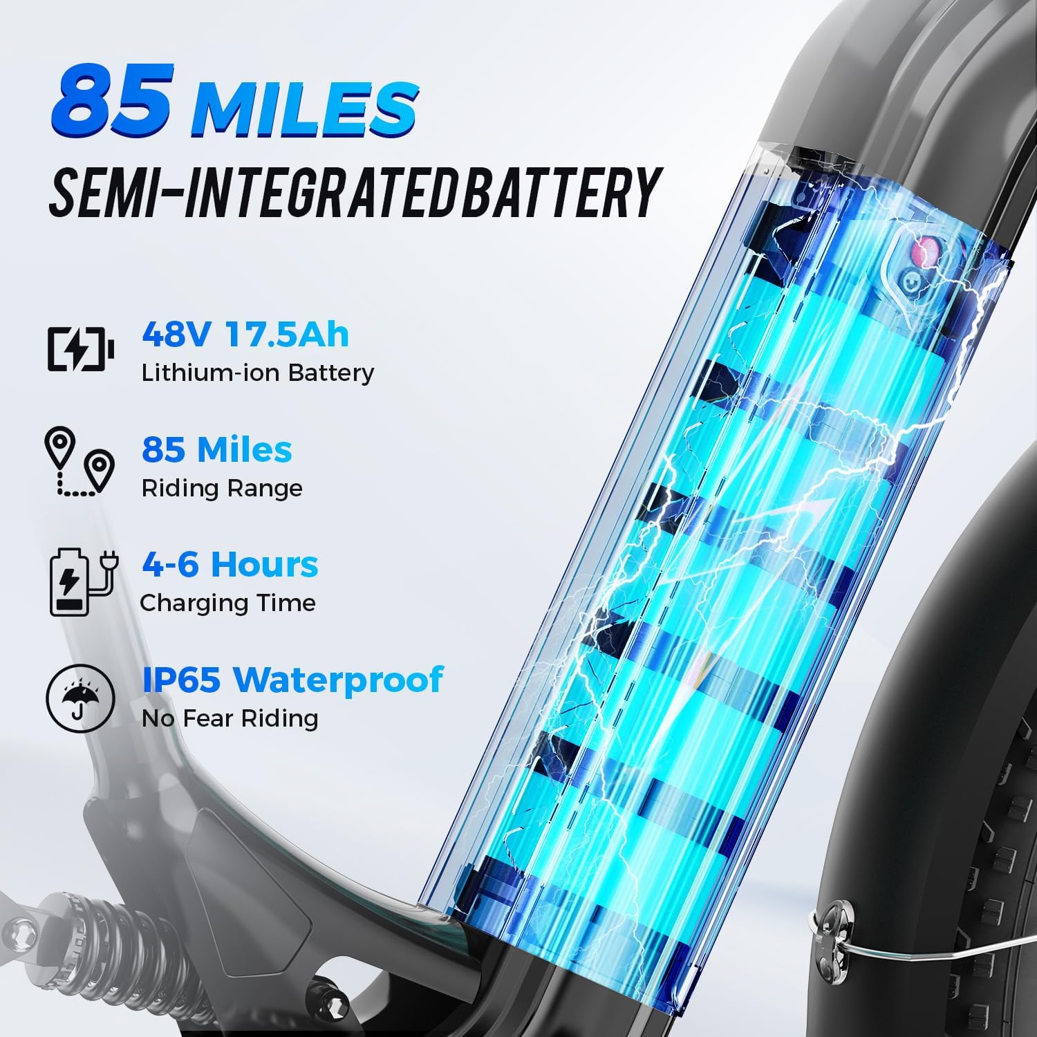 All-Terrain 26" Fat Tire Electric Bike Combo Pack – 1800W Peak Motor, 48V 17.5Ah Removable Battery, 7-Speed 85-Mile Long Range Adult E-Bike Set