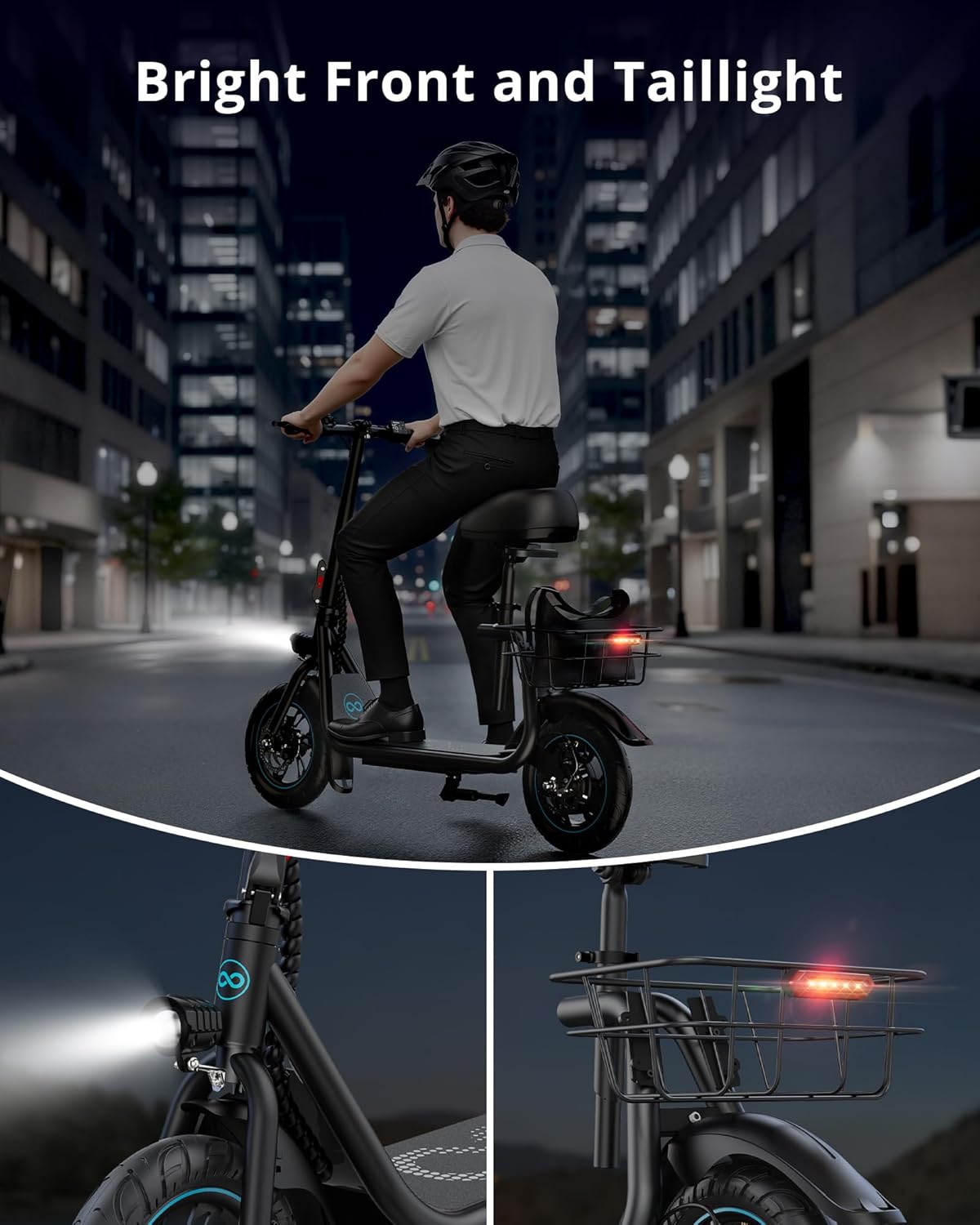 Electric Scooter for Adults & Teens with Seat, 450W Motor, Upgraded Stable