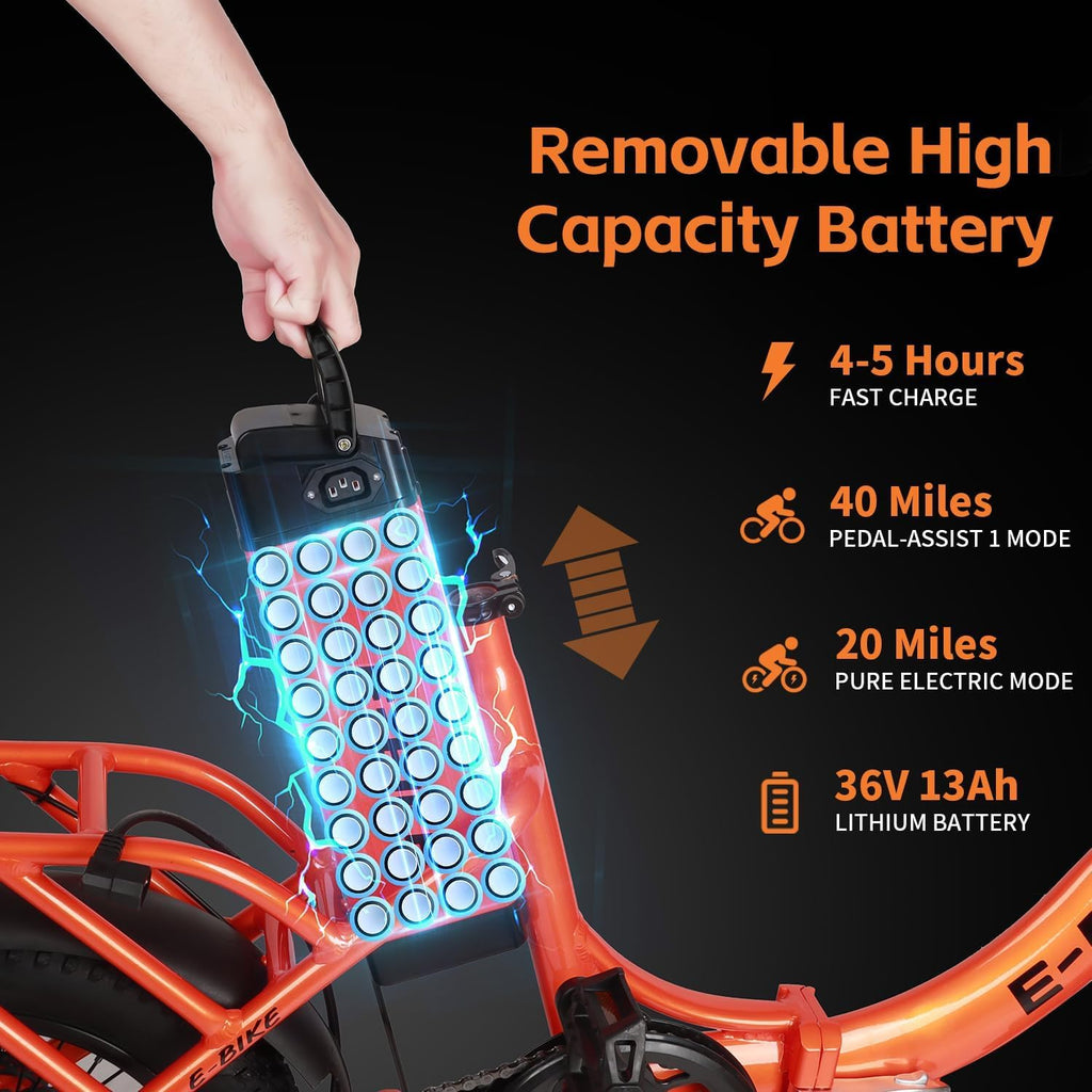 Foldable Fat Tire Electric Bike for Adults | 750W Motor & Removable Battery