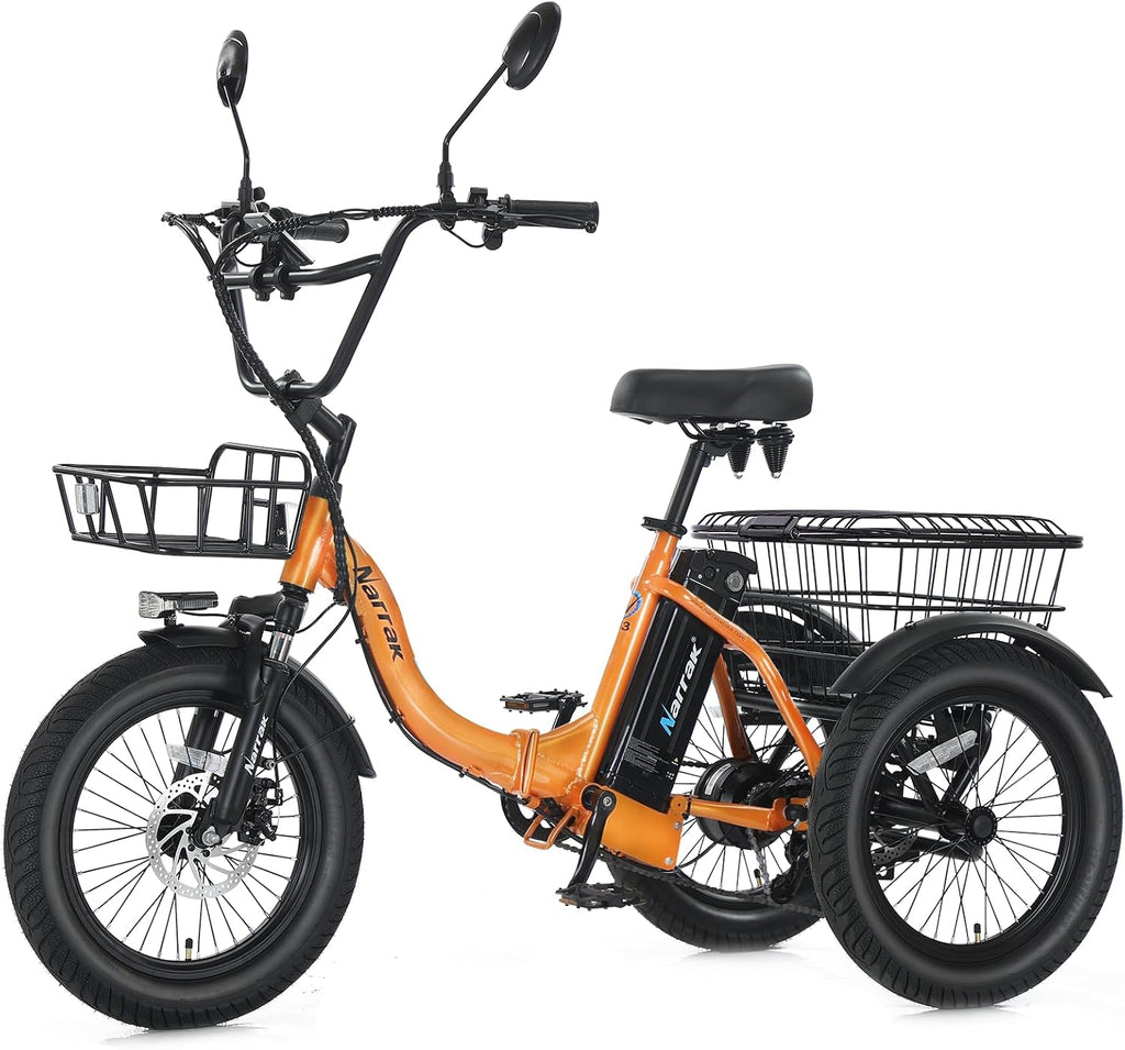Folding Fat Tire Electric Tricycle for Adults | Peak 700W Step-Thru 3-Wheel E-Trike