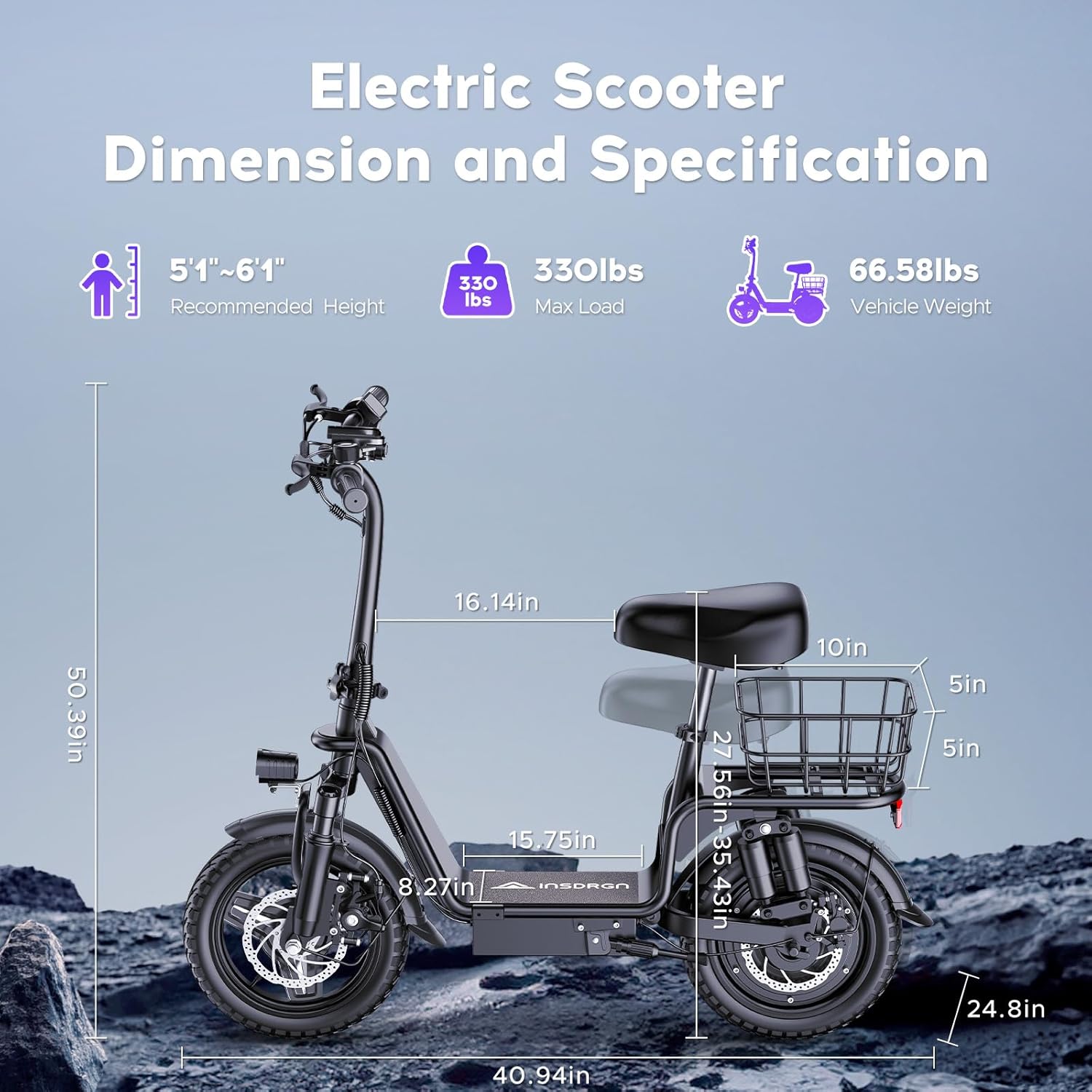 Electric Scooter with Seat for Adults,1000W Peak Power, 35 Mile Long Range