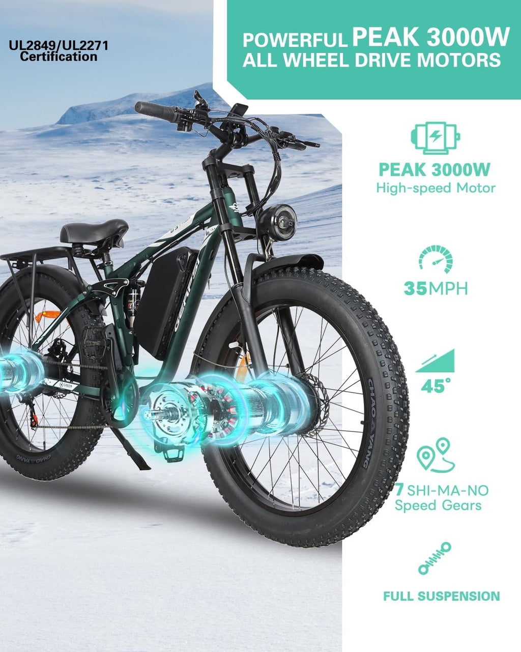 High-Performance Dual-Motor Full Suspension All-Terrain Electric Bike