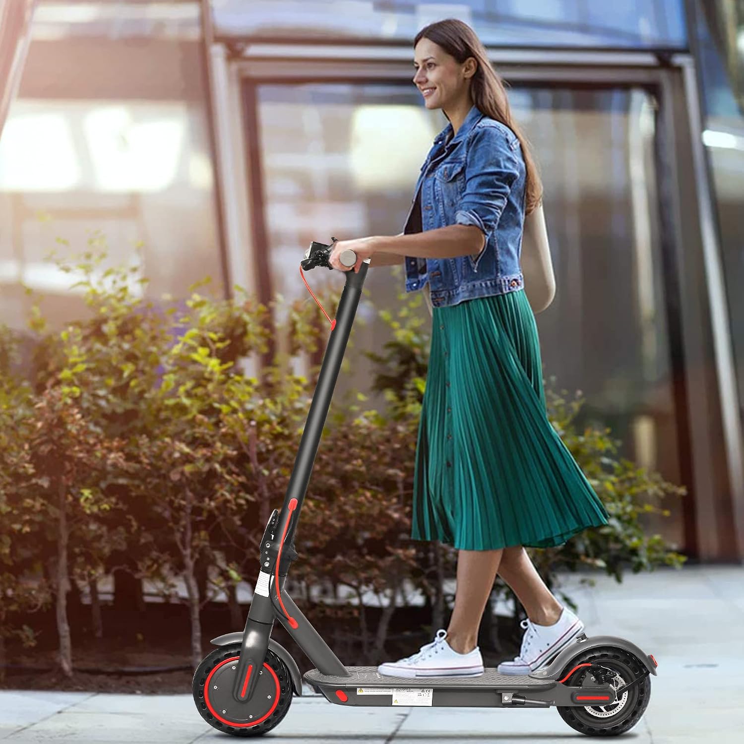 Electric Scooter - 8.5"/10''/14'' Solid Tires, 350W/500W Motor, Up to 19/22MPH& 16/21/23/24Miles Long-Range Portable Commuting Scooter for Adults with Double Braking System, App