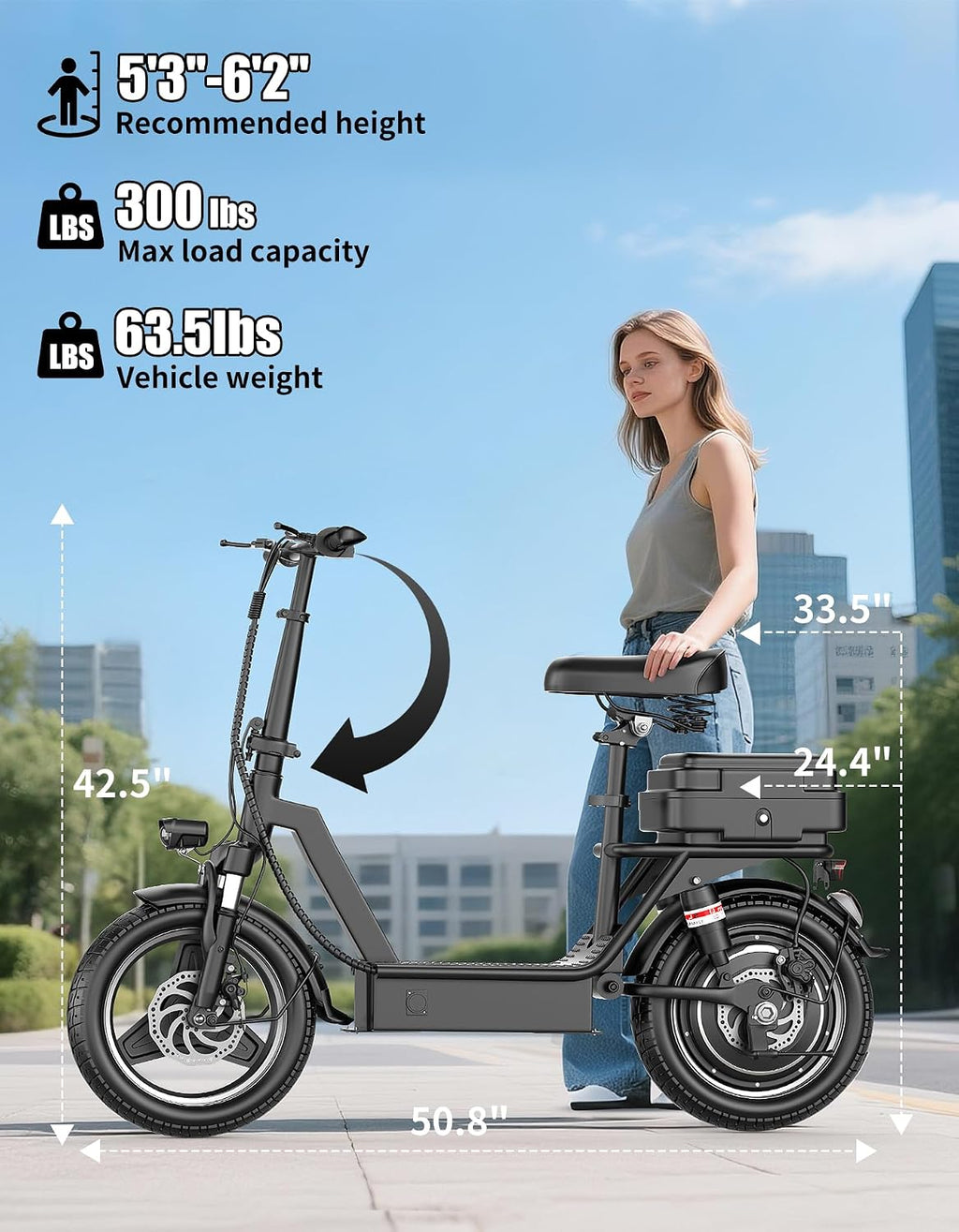 Electric Scooter for Adults, 25MPH Top Speed, 35 Miles Max Range, 48V 15Ah