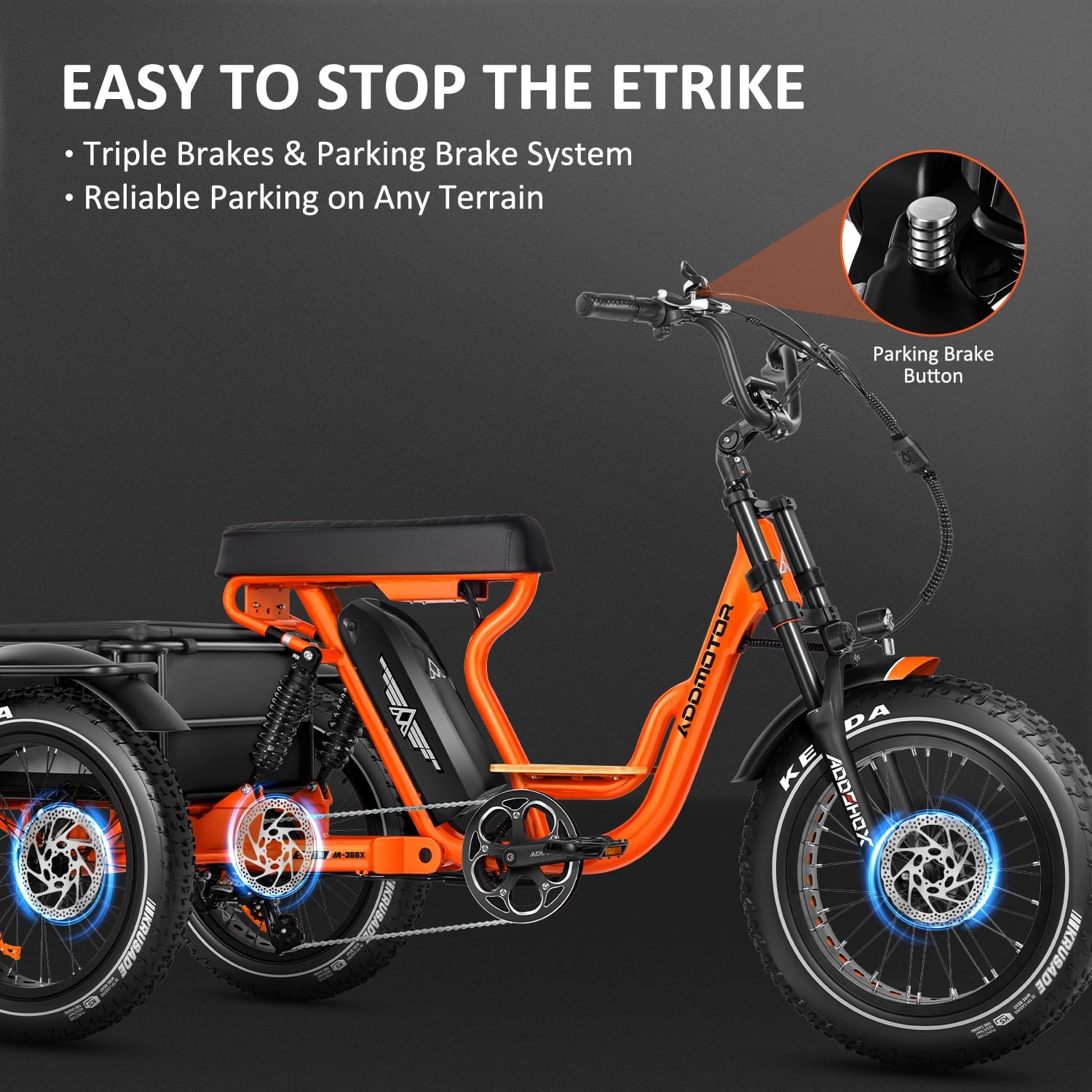 Long-Range Dual-Suspension Electric Tricycle with Banana Seat