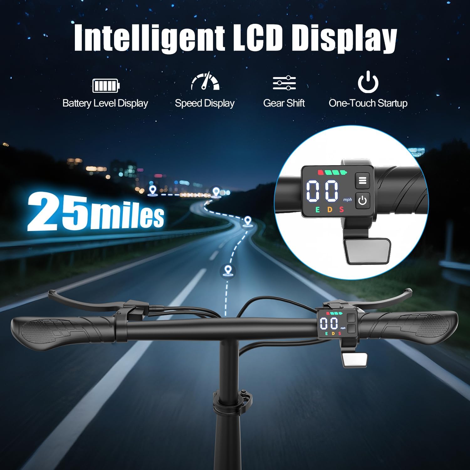 Electric Scooter for Adults, 1000W Peak Electric Scooter with Seat, 25Mph & 35 Miles Range