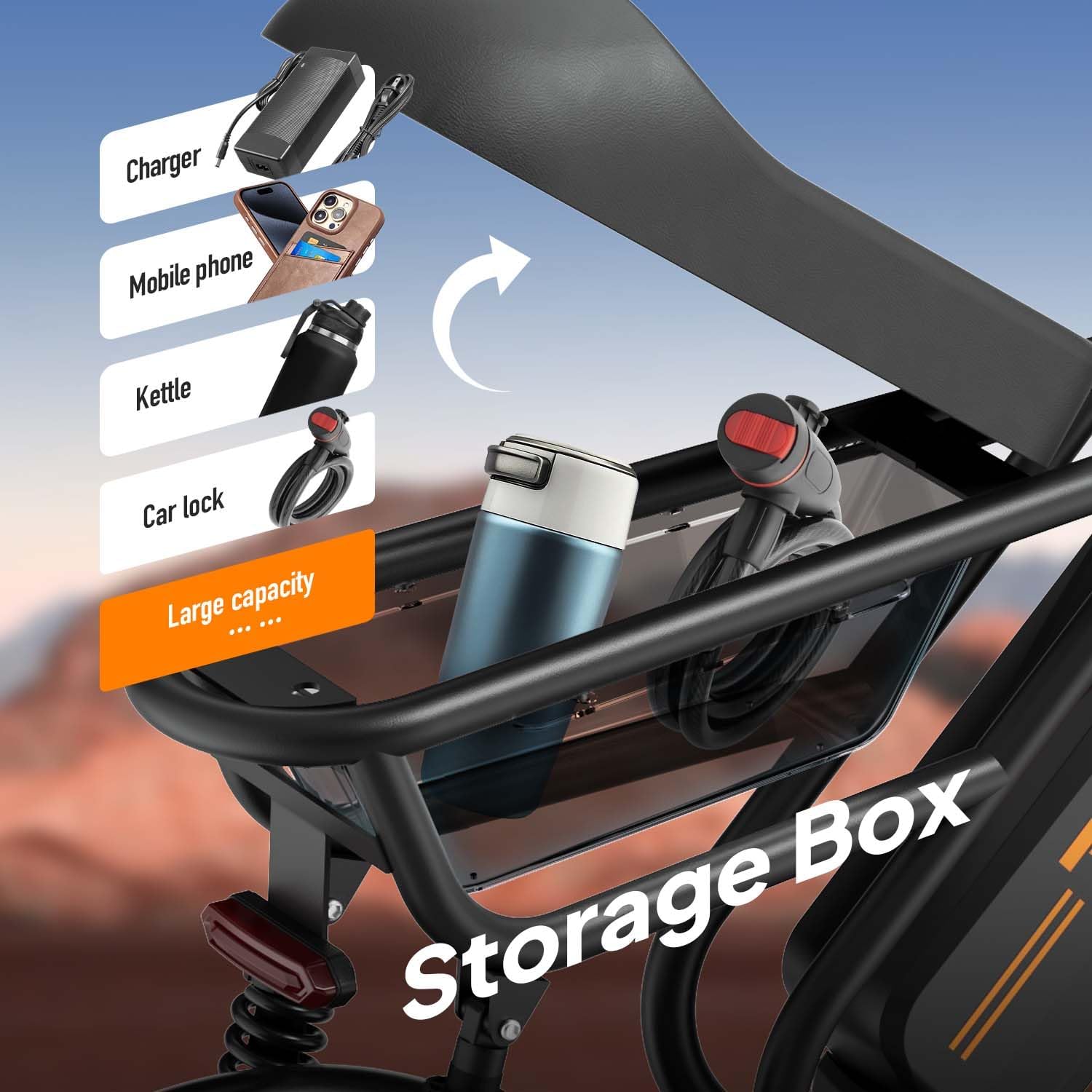 Electric Bike for Adults/Teens, Electric Dirt Bike with Storage Box, 48V 13AH