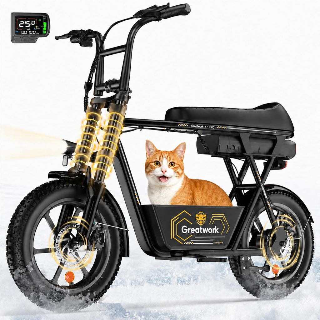 High-Power Seated Electric Scooter with Cargo Basket | 16" x 3.0" Fat Tires