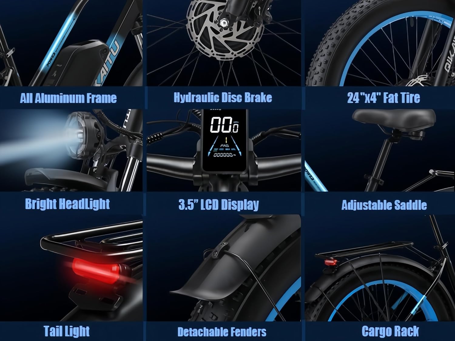 Q7 Peak 4000W Electric Bike for Adults - Dual Motor, 48V 22.4Ah Battery 24'' x 4'' Fat Tire Electric Bike, 38MPH 80Mile Range, 7-Speed, Cruise Control, Hydraulic Disc Brakes Ebike