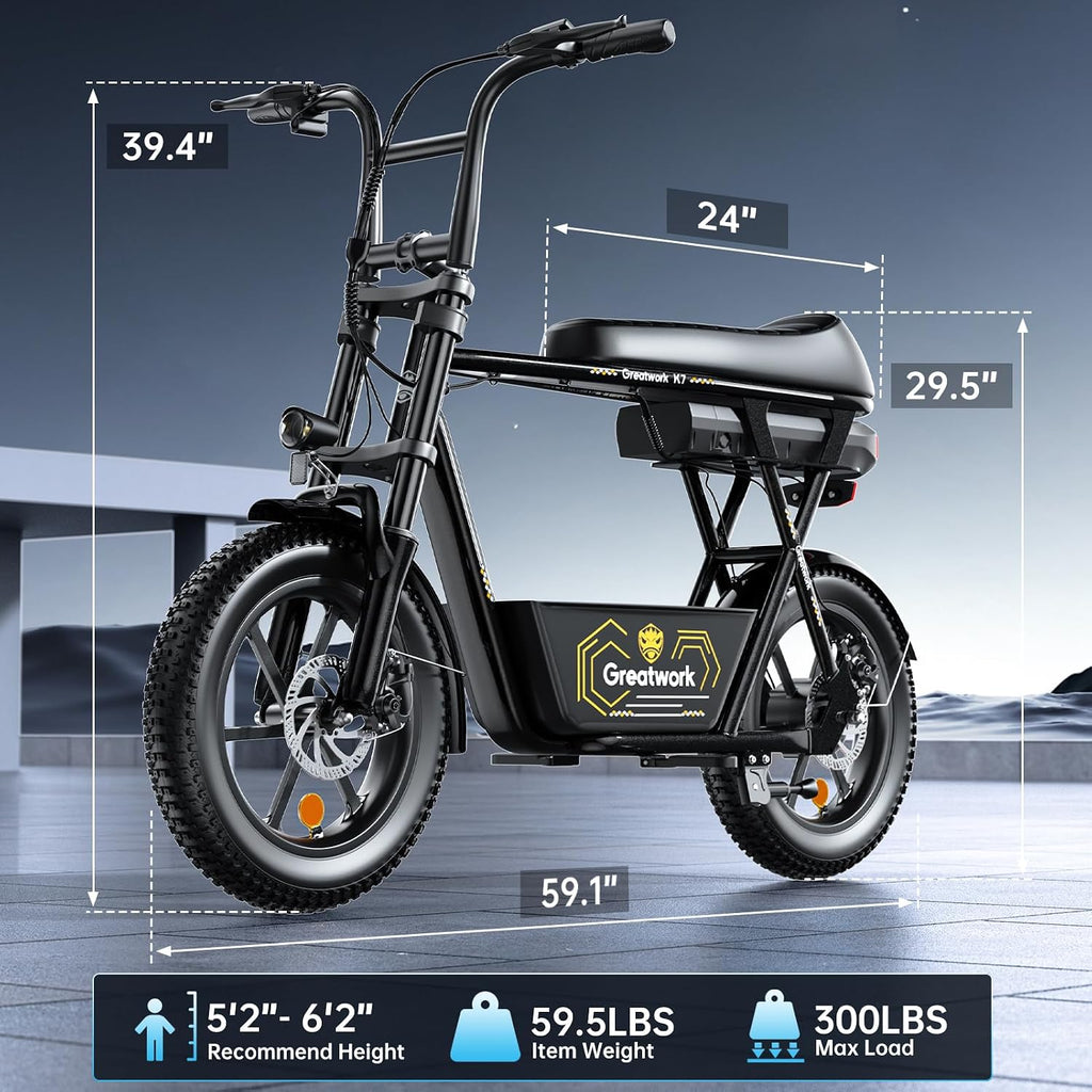 Electric Commuter Scooter with Seat | 16" Fat Tire, Front Basket, Long Range