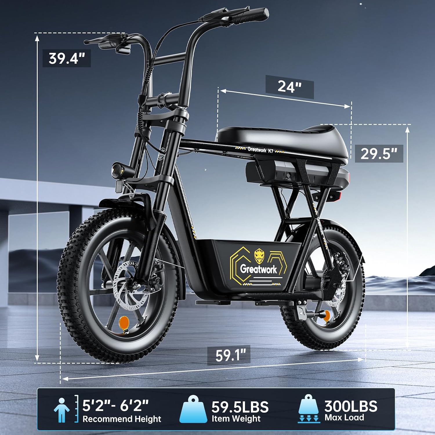 Electric Commuter Scooter with Seat | 16" Fat Tire, Front Basket, Long Range