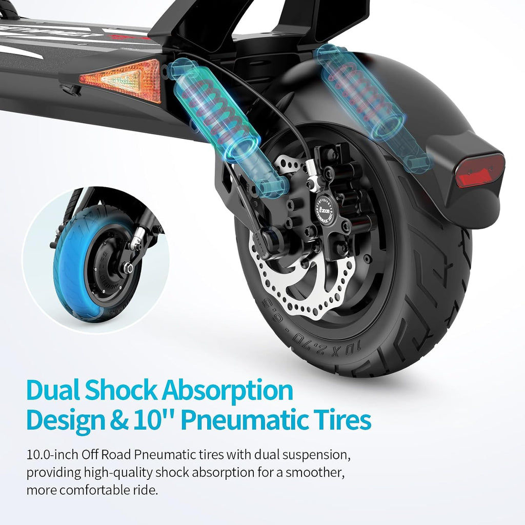 10" Off-Road Dual Motor Electric Scooter – 4000W Peak High-Performance Quick-Fold Scooter with 360° Safety Lighting