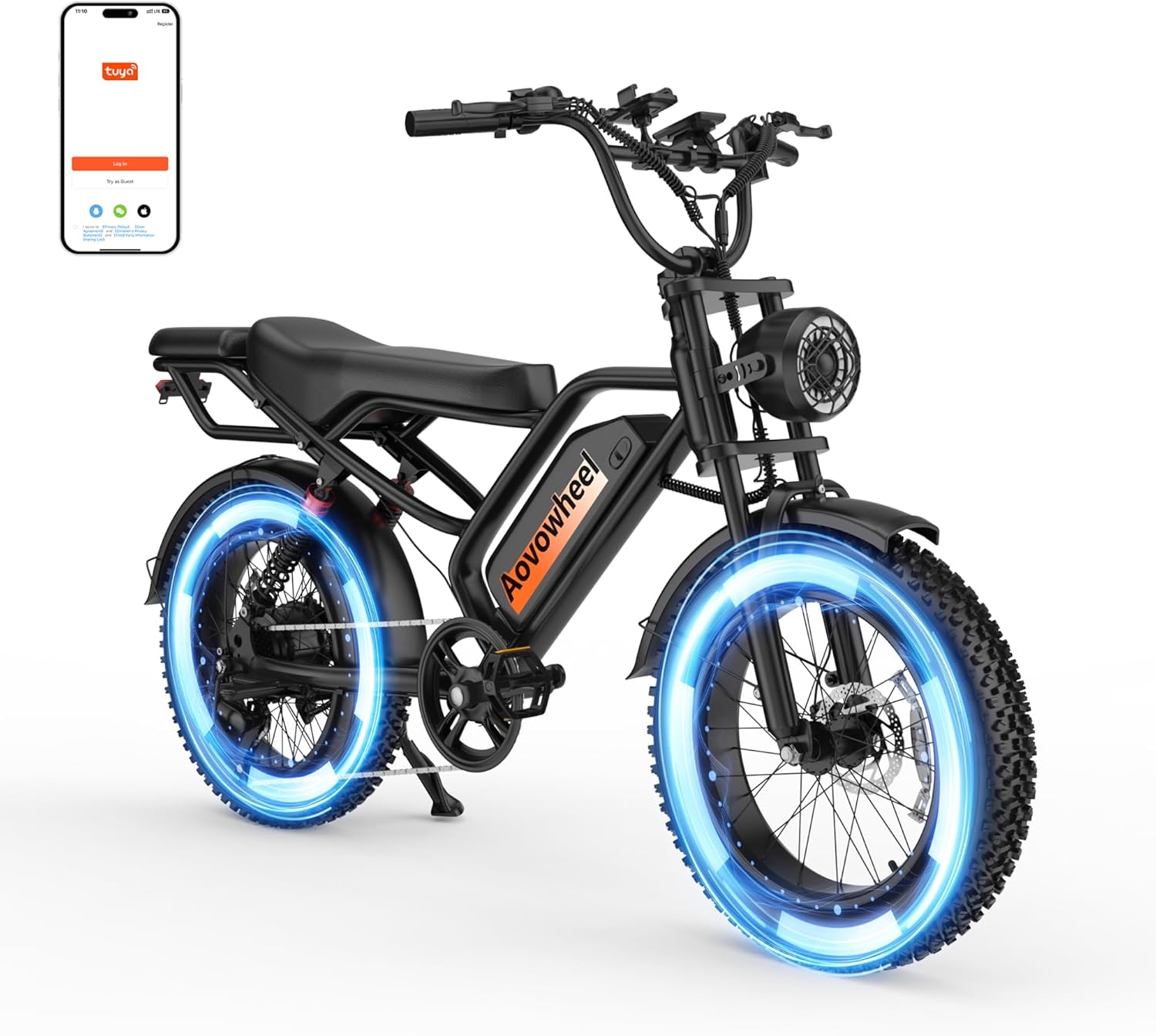 20" Dual-Suspension Fat Tire Electric Dirt Bike – 750W 2-Seater Cargo E-Bike (48V, 70-Mile Range)