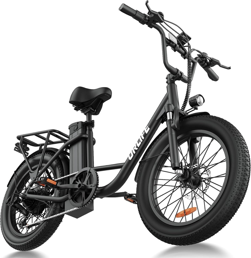 URLIFE Electric Bike for Adults, 20" Fat Tire Ebike with 48V Removable Battery, 80 Mile Range, 7-Speed, E Bike Commute Ride for Teens & Adults