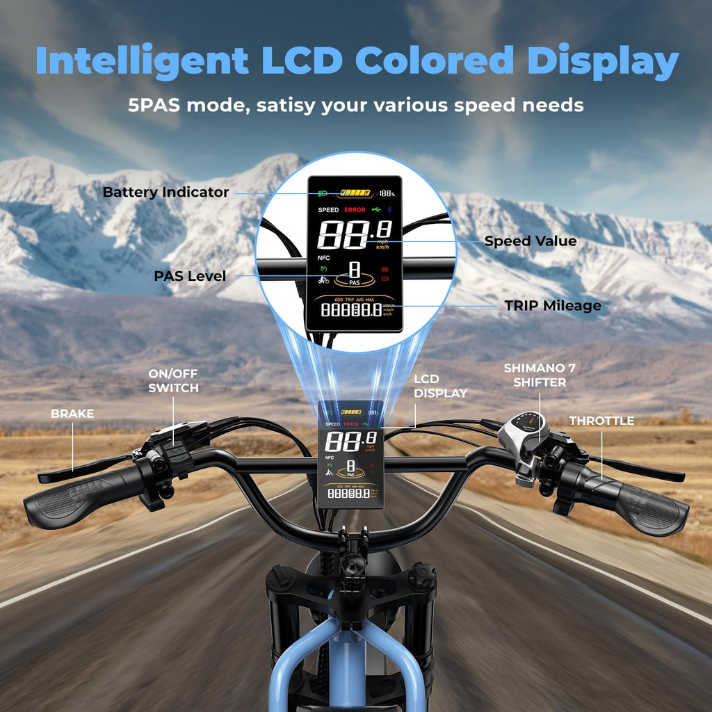 20" Fat Tire Long Range Cargo E-Bike - 1450W Peak Hydraulic Brake Electric Bike