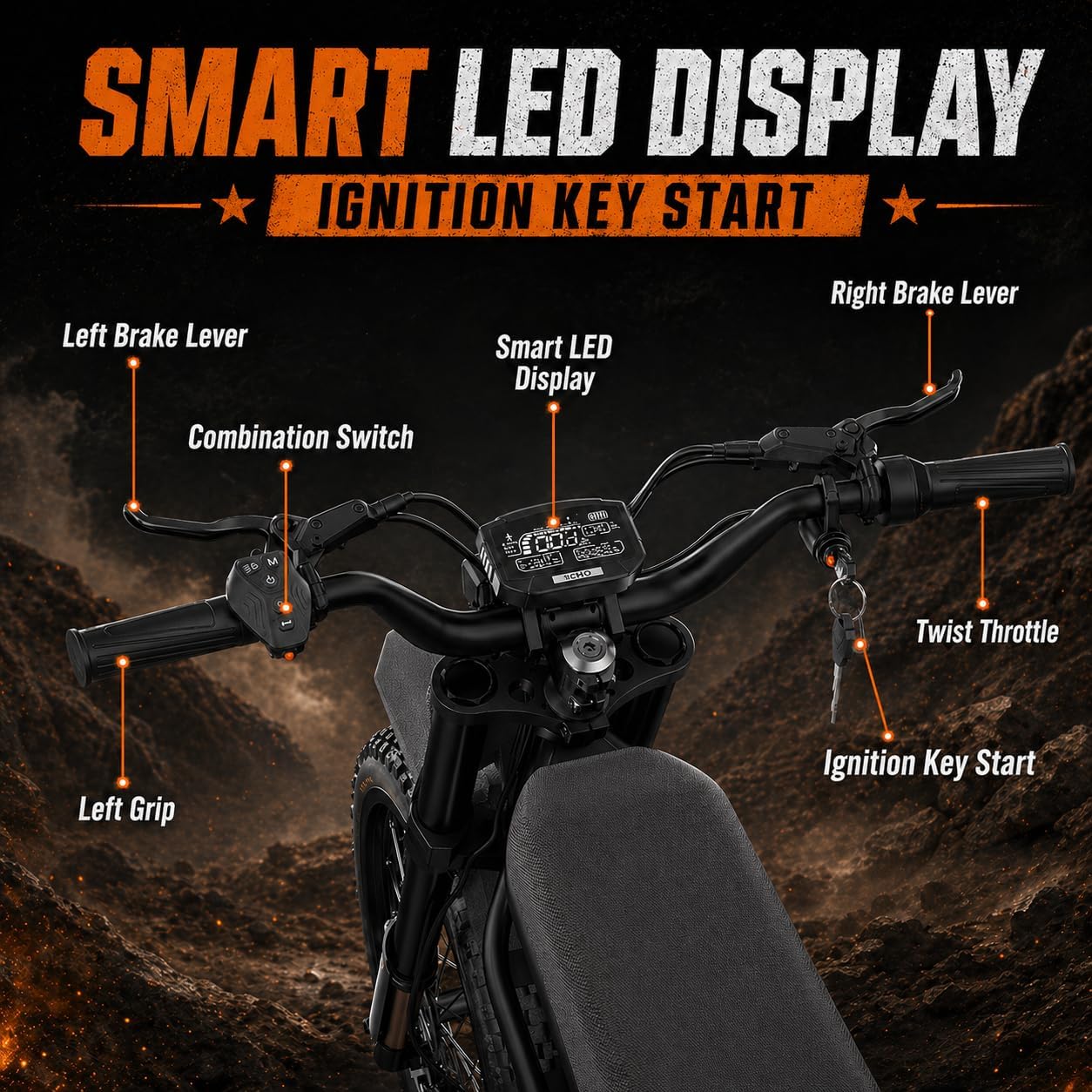Electric Dirt Bike for Adults Teens, 3000W 60V 50MPH / 2400W 48V 37MPH Long Range Dirtbike, Motorcycle Tire, UL2849 All Terrain Ebike