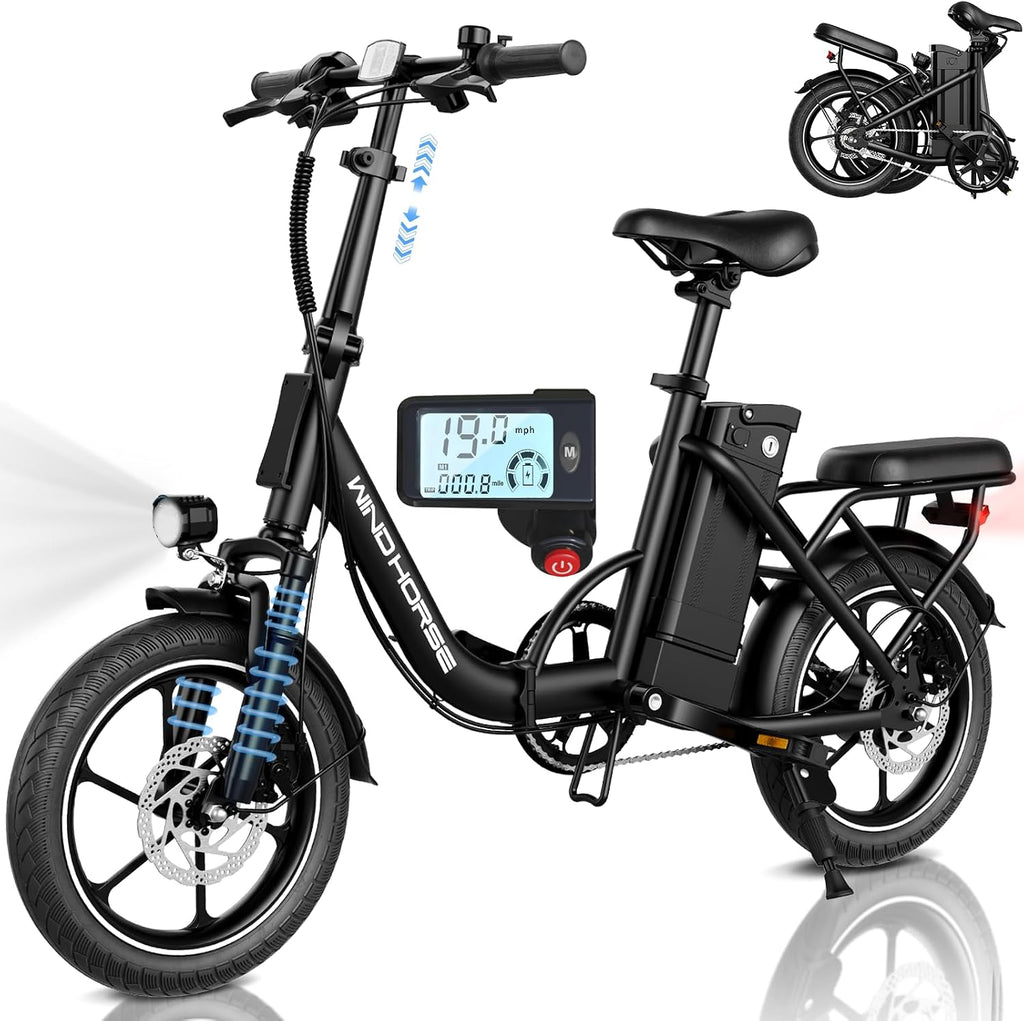 16" Folding Electric Bike for Adults – Compact 630W Peak Motor E-Bike with Dual Disc Brakes
