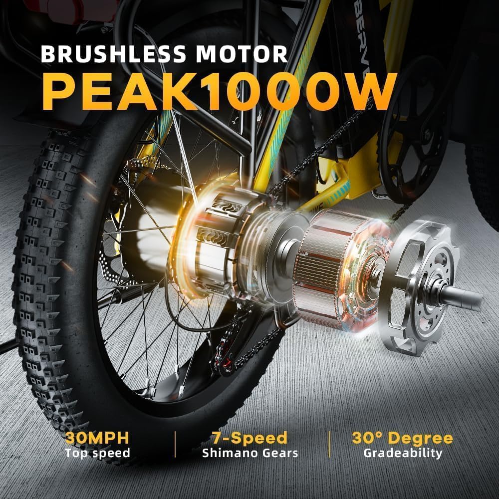 1000W Folding All-Terrain Fat Tire Electric Bike – 48V 20.8Ah Removable Power System
