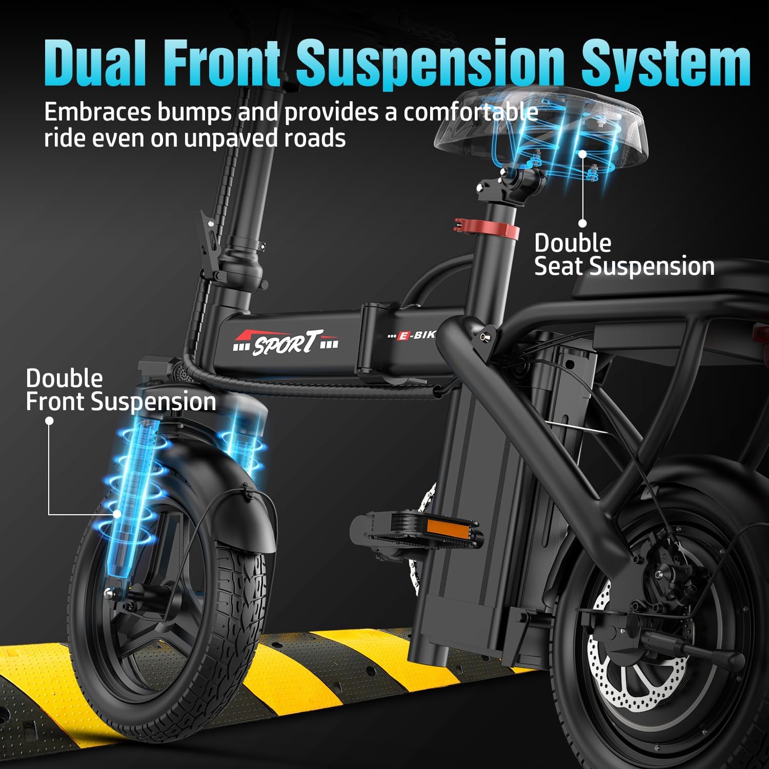 Compact 14" Folding Electric Commuter Bike – 800W Peak Motor, 22MPH Max Speed, 48V Removable Battery
