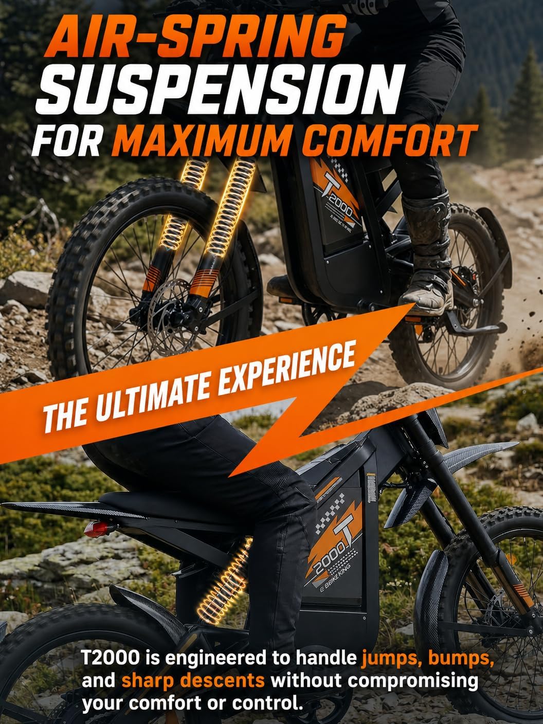 4000W Peak Electric Dirt Bike – All-Terrain Off-Road E-Bike with 90-Mile Range, Full Suspension & Hydraulic Brakes