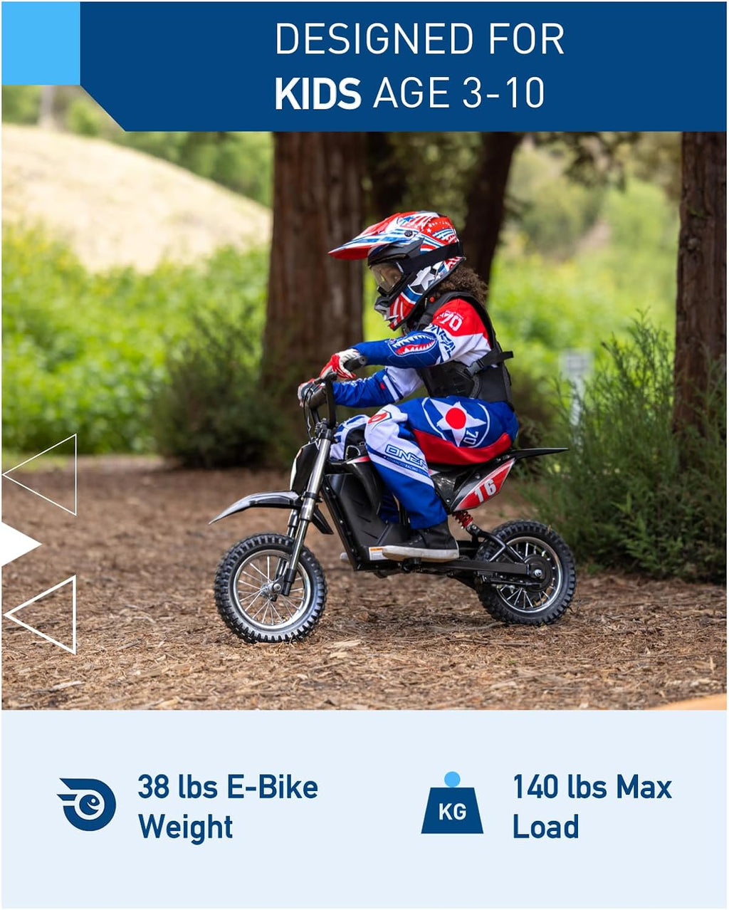 Electric Dirt Bike,300W Electric Motorcycle - Up to 15.5MPH & 13.7 Miles Long-Range,3-Speed Modes Motorcycle for Kids Ages 3-10