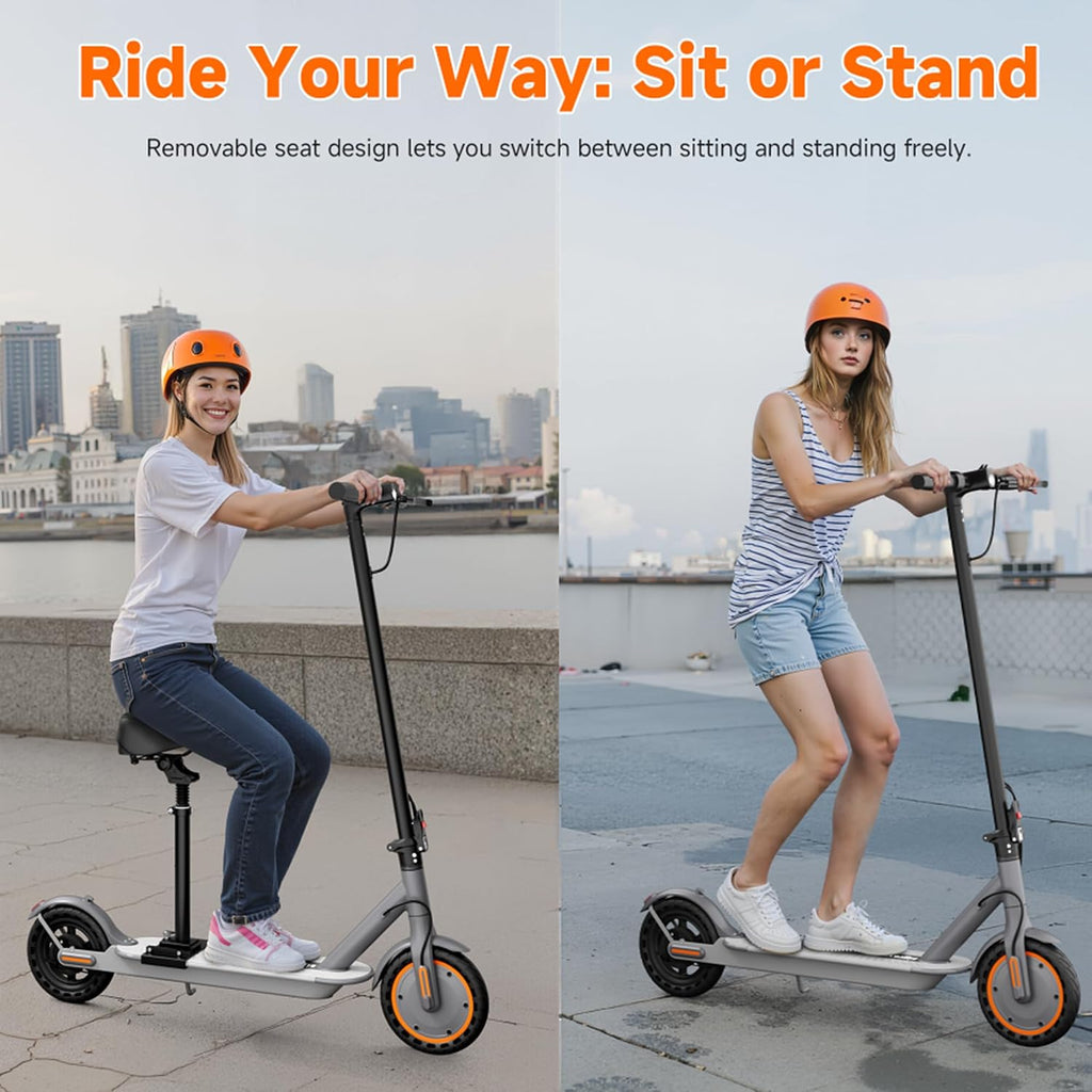 Electric Scooter, Folding E Scooter for Adults with Seat, 350W Motor, 8.5" Solid Tires