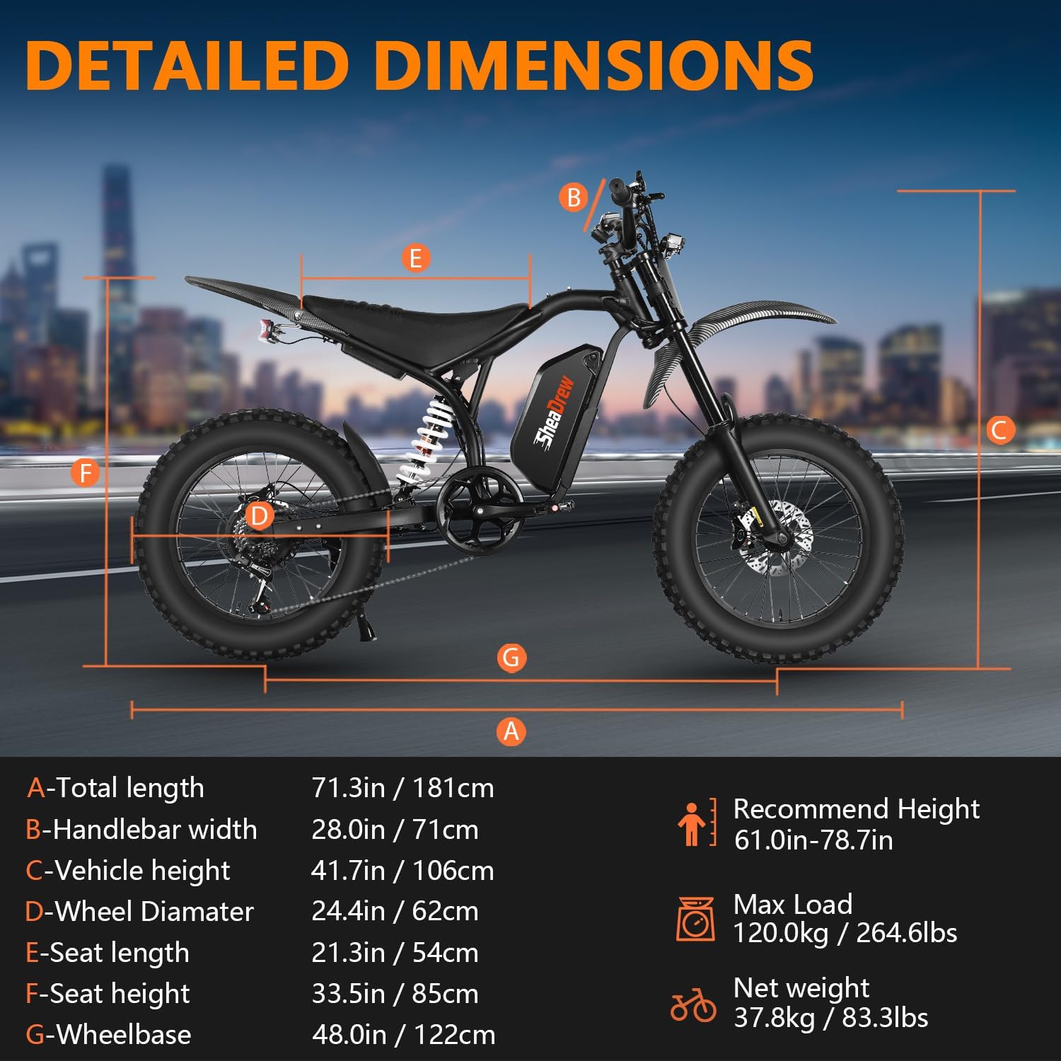 Electric Dirt Bike, 39-50MPH Off-Road Ebike, Dual Suspension, Hydraulic Disc Brakes, UL2849