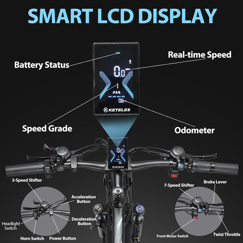 Electric Bike for Adults, Peak 4000W Power 26” Fat Tire Ebike, Dual Motor Electric Bicycles, 48V