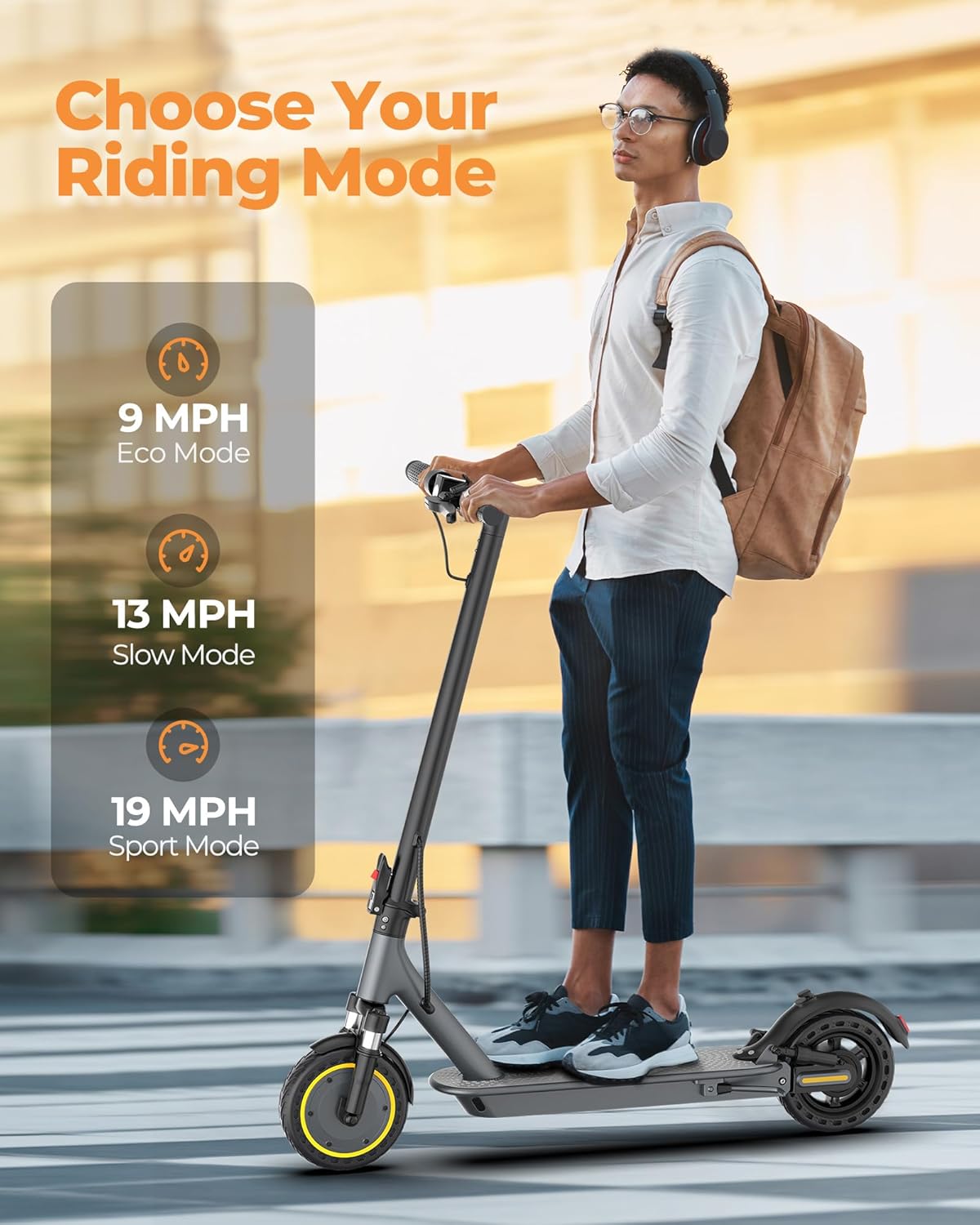 Electric Scooter for Adults，Top Speed 19/22 MPH，Range 19/22/28 Miles，8.5”/10" Tires，E-Scooter with Dual Suspension for Commuting, APP Control