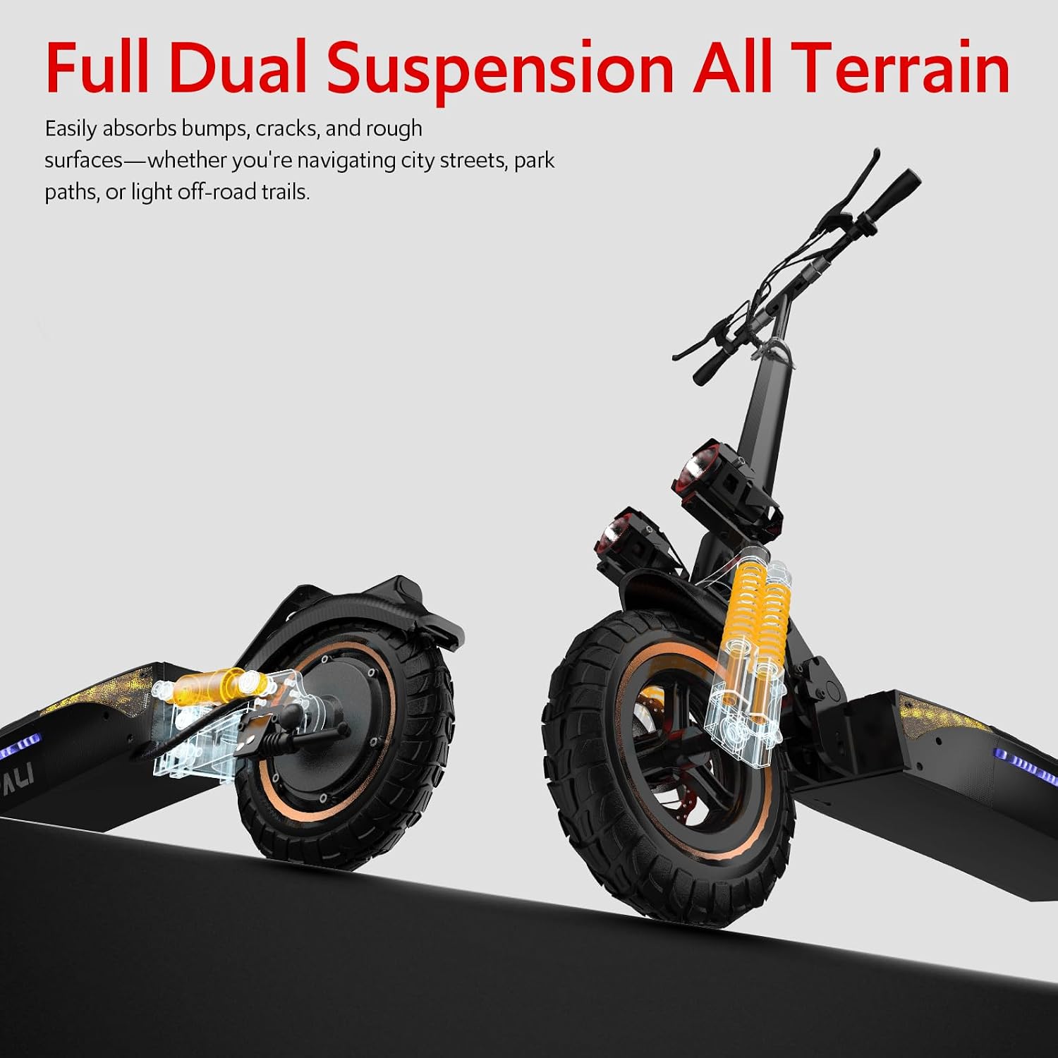 Off Road Electric Scooter, 1200W Motor, 31 MPH, 25-Mile Range, 11" All-Terrain Tires, E-Scooter for Adults with Double Suspension