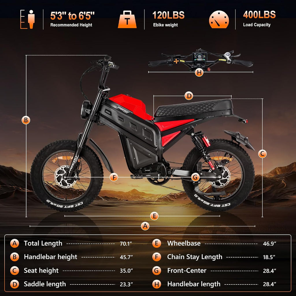 4000W Dual Motor Electric Dirt Bike for Adults | 40MPH High-Speed Electric Motorcycle, 200-Mile Ultra-Long Range, Full Suspension 20" All-Terrain Fat Tire Mountain E-Bike