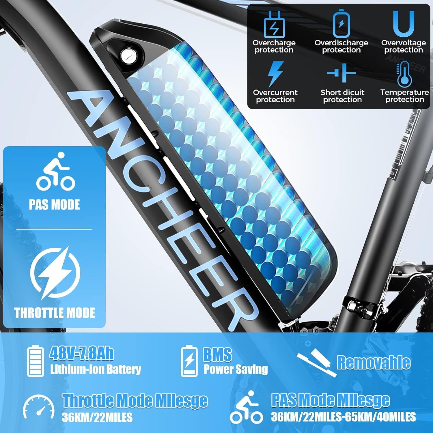 Electric Bike for Adults, Electric Mountain Bike, 26" Sunshine Ebike, 19.8MPH Electric Bicycle with 48V/374Wh