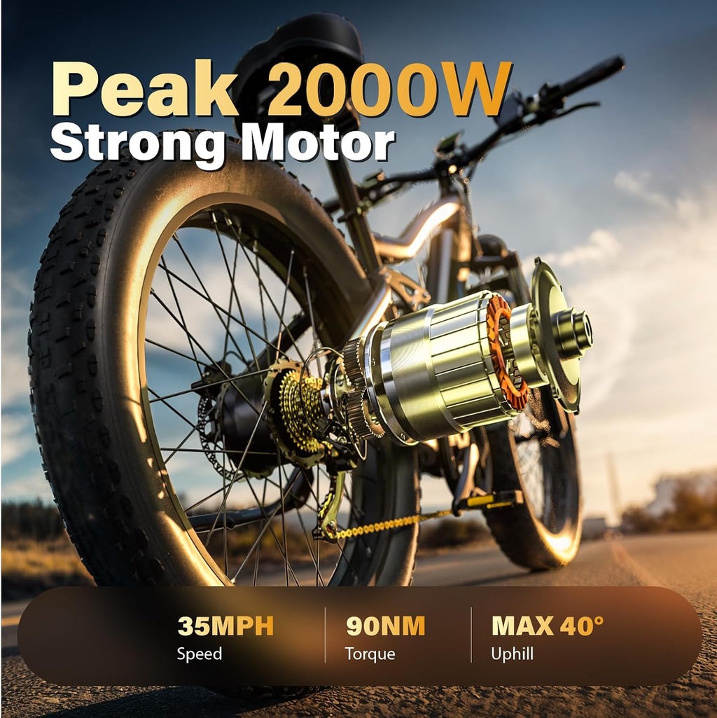 26" Full Suspension Fat Tire Electric Bike | 2000W Peak All-Terrain Adult E-Bike