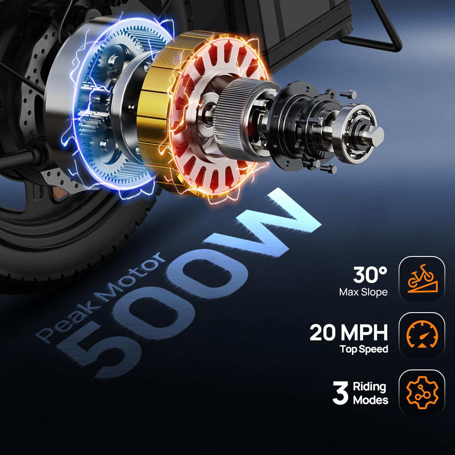 Electric Bike for Adults, 14" Portable Commuter ebikes, 20-40 Mile Long Range, 500W Peak Motor