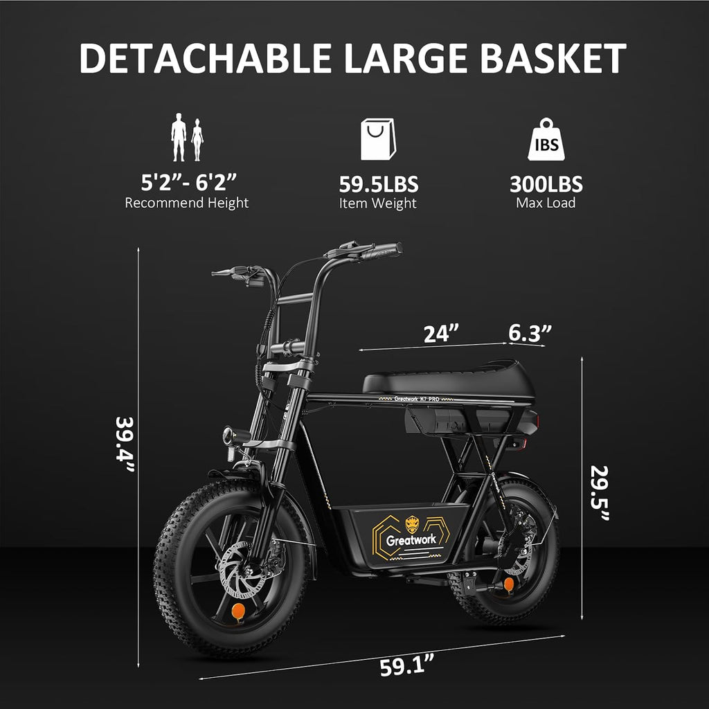 High-Power Seated Electric Scooter with Cargo Basket | 16" x 3.0" Fat Tires