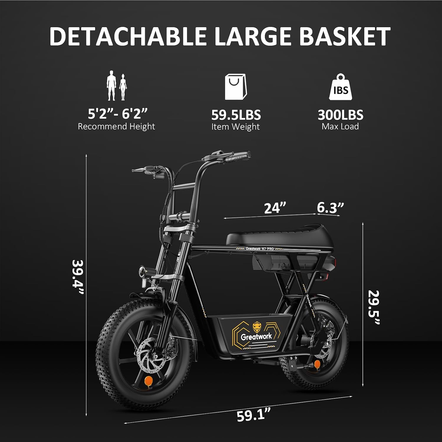 High-Power Seated Electric Scooter with Cargo Basket | 16" x 3.0" Fat Tires