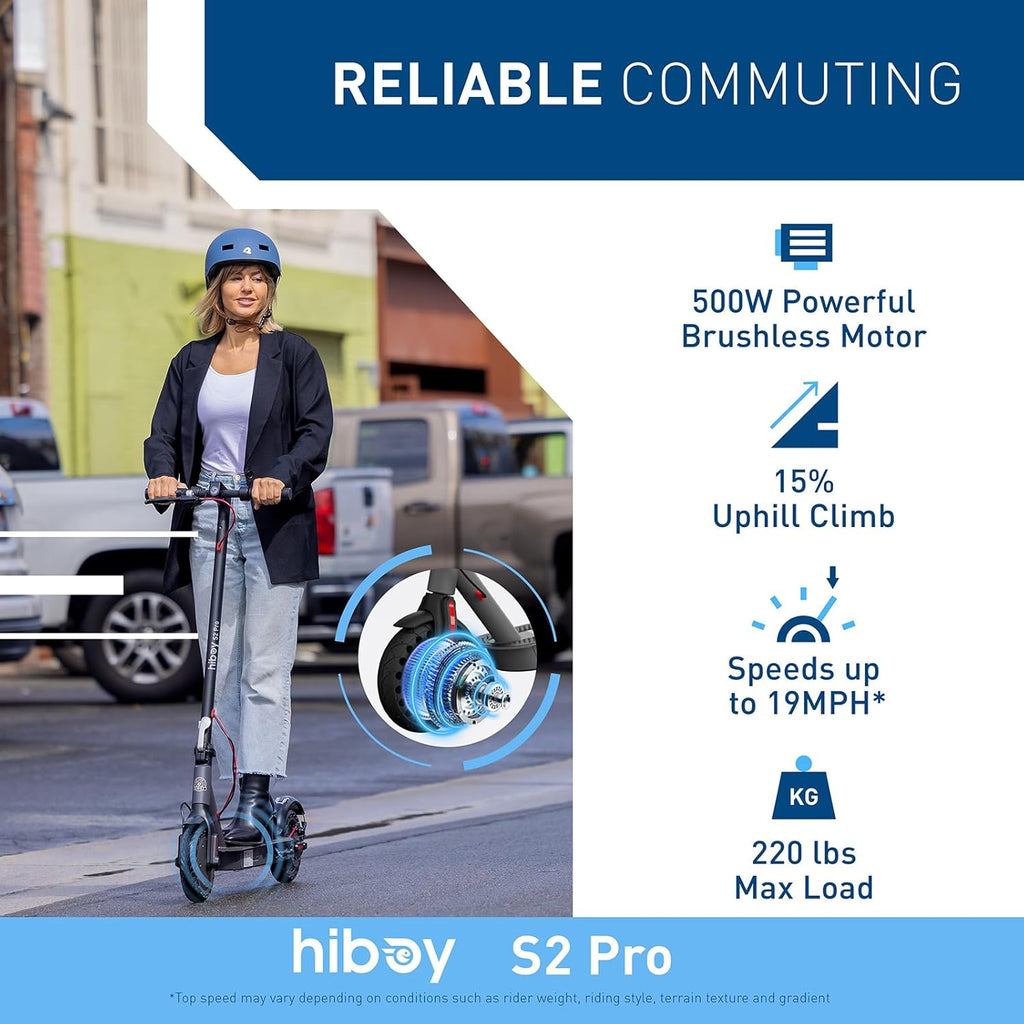 Electric Scooter, 500W Motor, 10" Solid Tires, 25 Miles Range, 19 Mph Folding Commuter Electric Scooter for Adults