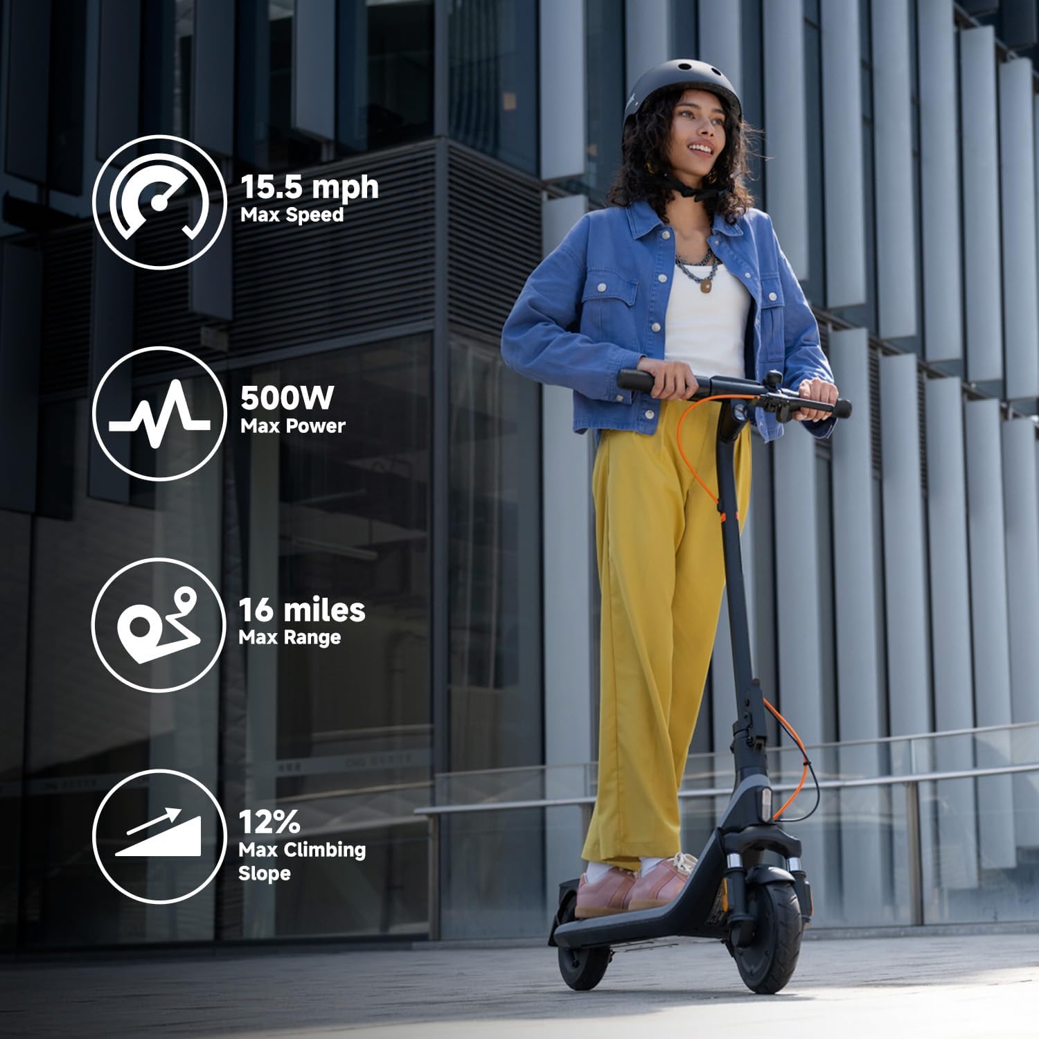 Ninebot E2 Plus II/E2 Pro/E3 Pro Electric Scooter, 15.5–20 MPH, Long Range, Dual Elastomer Suspension