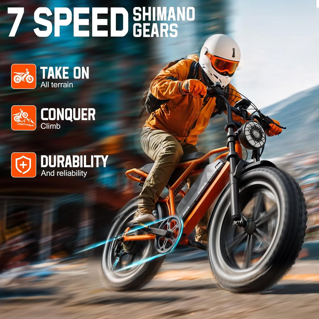 All-Terrain 20" Fat Tire Electric Dirt Bike – 1500W Peak Motor, Up to 110-Mile Range, 48V Removable Battery, Full Suspension Adult E-Bike (UL2849 Certified)