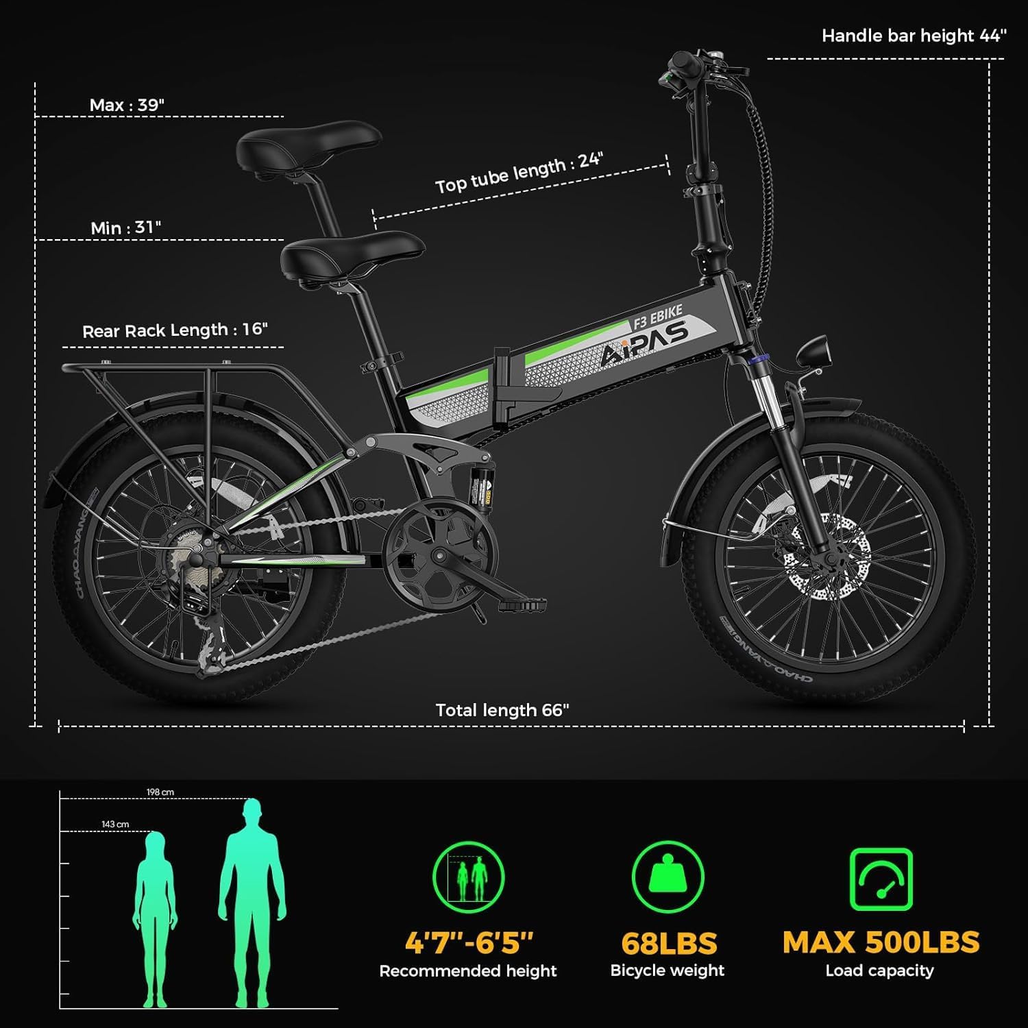 20" Folding Full Suspension Fat Tire Electric Bike