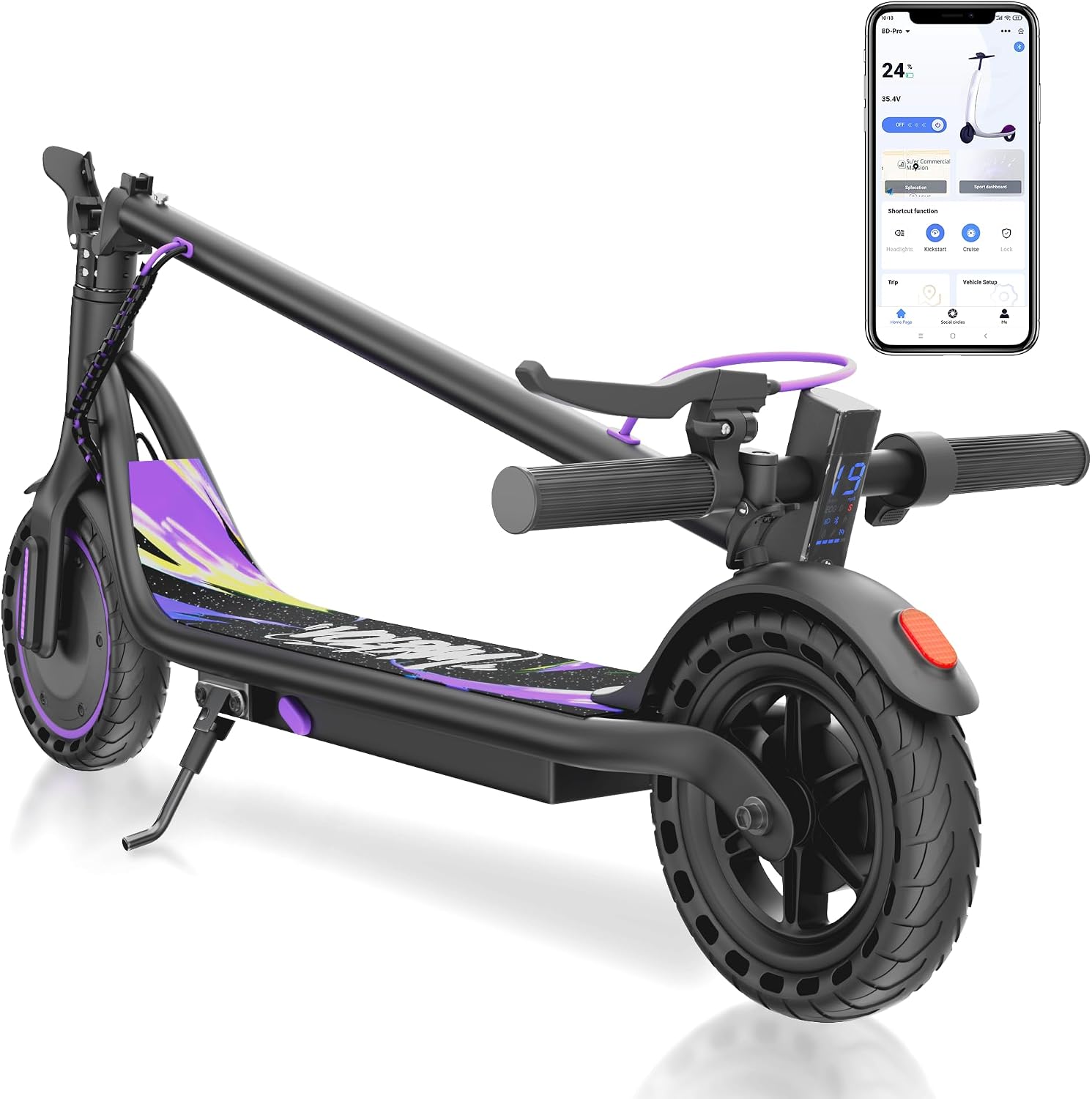 Electric Scooter with Dual Suspensions, 19/22MPH, 500W/800WMotor, 60/40/31/23Miles Long Range, Dual Braking, Max Load 264 lbs