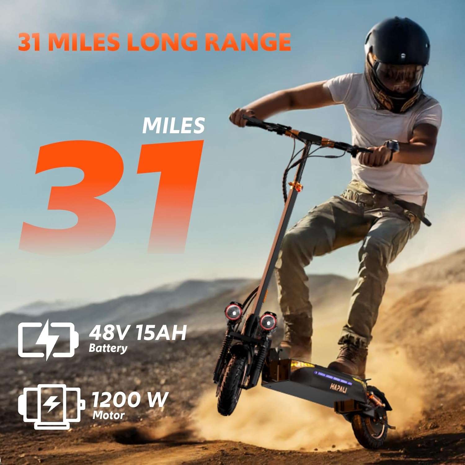 Electric Scooter for Adults, 1200W-2000W Motor, 31-40+ Mile Range, 10.5-11" All-Terrain Tires & Dual Suspension
