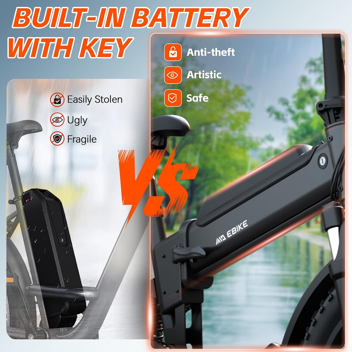20" Folding Fat Tire Electric Bike for Adults – 1500W Peak Motor, 36V 10.4Ah Removable Battery All-Terrain E-Bike