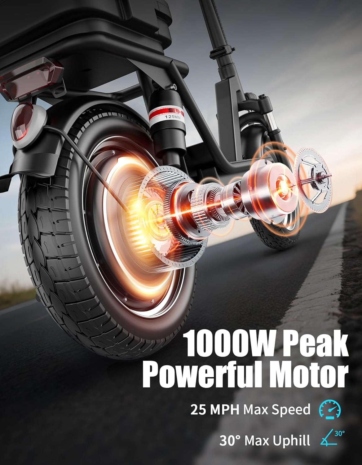 Electric Scooter for Adults, 25MPH Top Speed, 35 Miles Max Range, 48V 15Ah