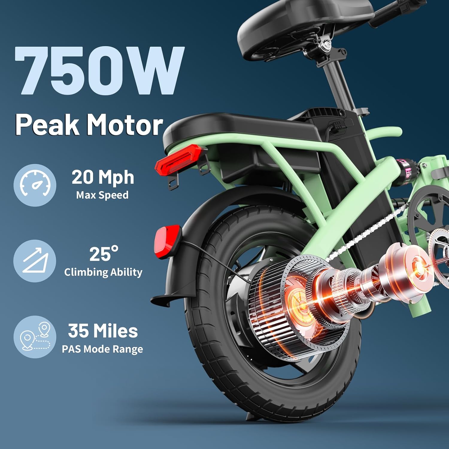14" Compact Folding Electric Bike | High-Peak Motor & 48V Removable Battery