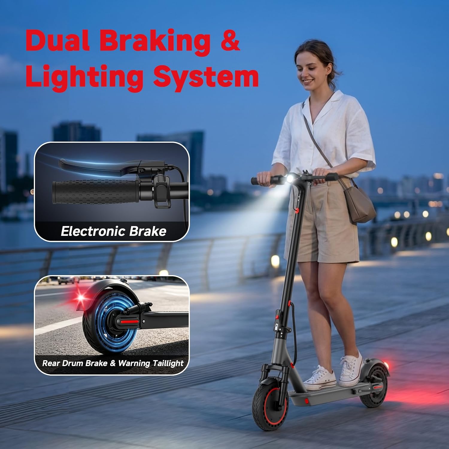 Electric Scooter for Adults with Dual Shock Absorbers,19/22MPH, 700/1000W Peak Motor
